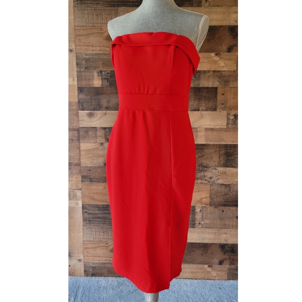 Rebecca B Strapless Red Cocktail Dress